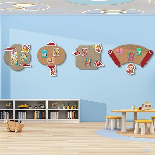 幼儿园墙面装饰毛毡板照片展示楼梯环创材料托管机构形象文化背景