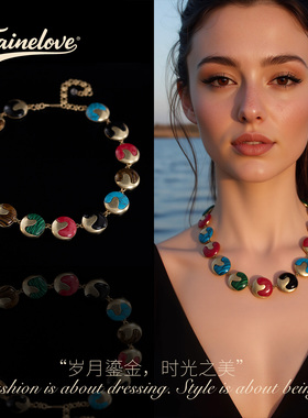 中古vintage饰品天然石项链