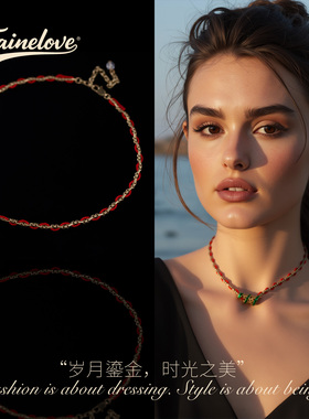 中古铜合金珐可爱卷卷蛇项链