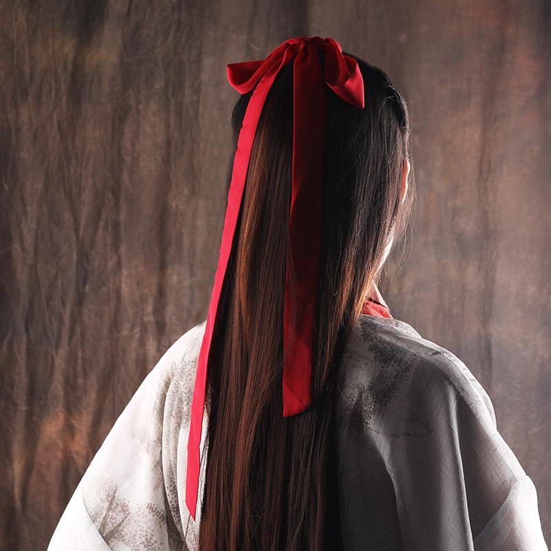 古风发带飘带红色花木兰发饰头饰古代汉服古装配饰儿童绑发丝带