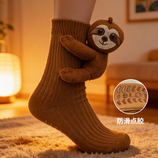 跨境新品Animal Socks动物袜圣诞针织地板袜保暖袜可爱秋冬地板袜
