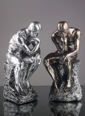 北欧沉思者艺术品装饰砂岩思考者人物雕塑创意摆件办公室房间摆设