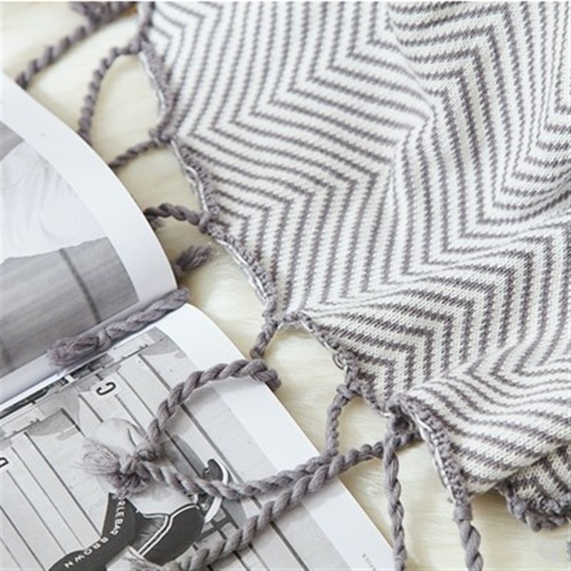 北欧新款铮舍黄色流苏针织毯办公室沙发午睡毛毯休闲毯子空调盖毯