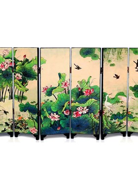 仿古漆器 仿古小屏风装饰摆件中国特色礼品送老外礼物 荷塘清趣