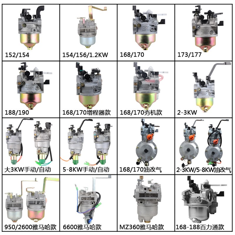 汽油机配件抽水机水泵微耕机168小型发电机170化油器总成大全