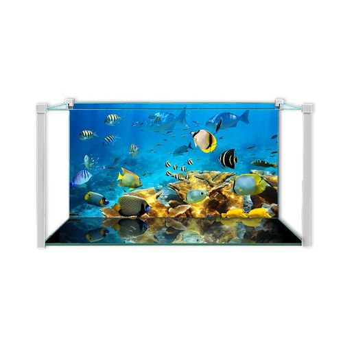 鱼缸背景贴纸3d立体高清海底世界珊瑚鱼缸贴纸水族箱造景装饰贴画