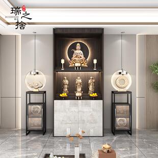 实木观音供奉台定制 现代轻奢带门神龛柜家用客厅供桌香案立柜新款