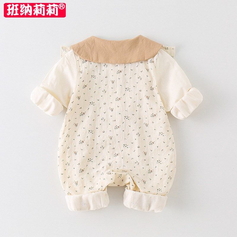 韩系婴儿春装女宝宝春秋季连体衣可爱超萌公主哈衣满月百天外出服