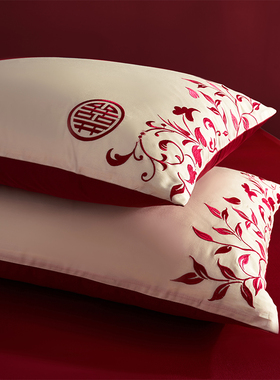 乐优公主结婚四件套大红色婚庆喜被100支长绒棉全棉婚嫁床上用品