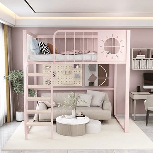 小户型阁楼高架床上床下空铁床二层上下铺省空间阁楼单独上层床