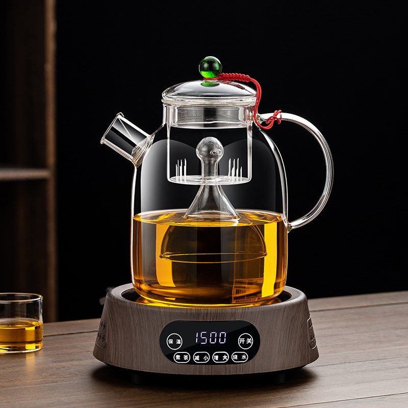 2024新款加厚全玻璃蒸茶壶大容量烧水蒸茶喷淋式煮茶器电陶炉套装