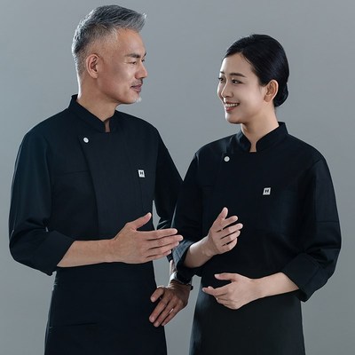 厨师工作服长袖纯棉男秋冬装餐饮酒店餐厅饭店厨房厨师长工服定制