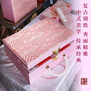 彩礼现金礼盒20万订婚婚礼聘礼提亲嫁妆随份子钱高档粉色彩礼盒子