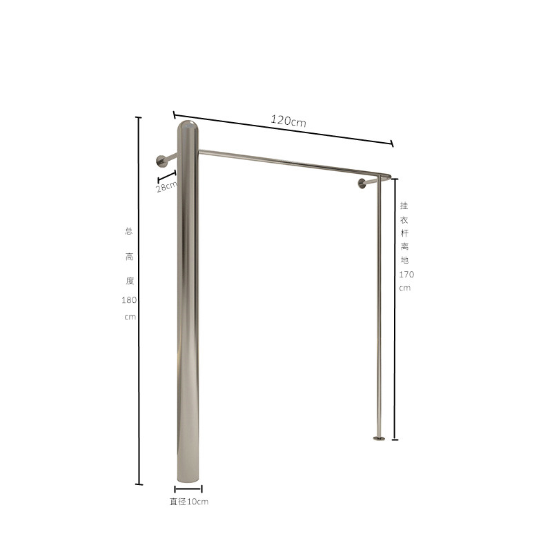 服装店上墙货架不锈钢陈列展示架女装店简约壁挂落地式挂衣架货架