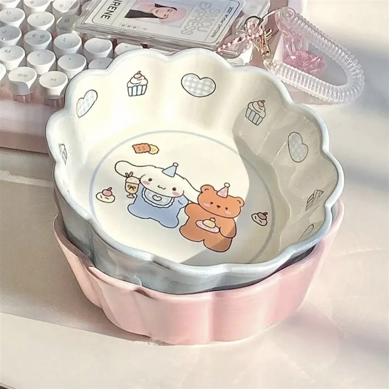狗碗猫碗猫饭盆零食水碗狗食盆陶瓷大口径可爱卡通沙拉碗宠物食碗
