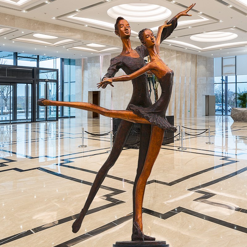 双人舞蹈玻璃钢铸铜抽象人物雕塑室内景观小品园林户外装饰摆件
