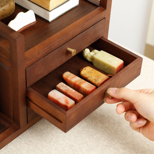 案头柜架 胡桃木多用层架置物 榫卯结构收多宝阁书架茶架文房四宝