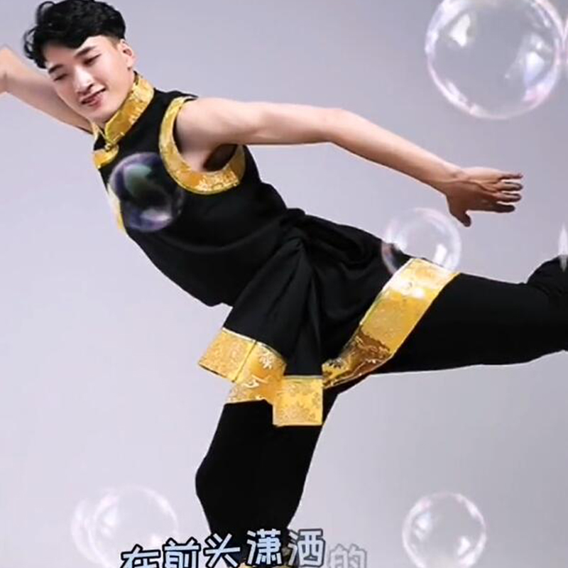 藏族舞蹈服装男士演出服民族成人练习艺考舞台表演服西藏舞蒙古袍