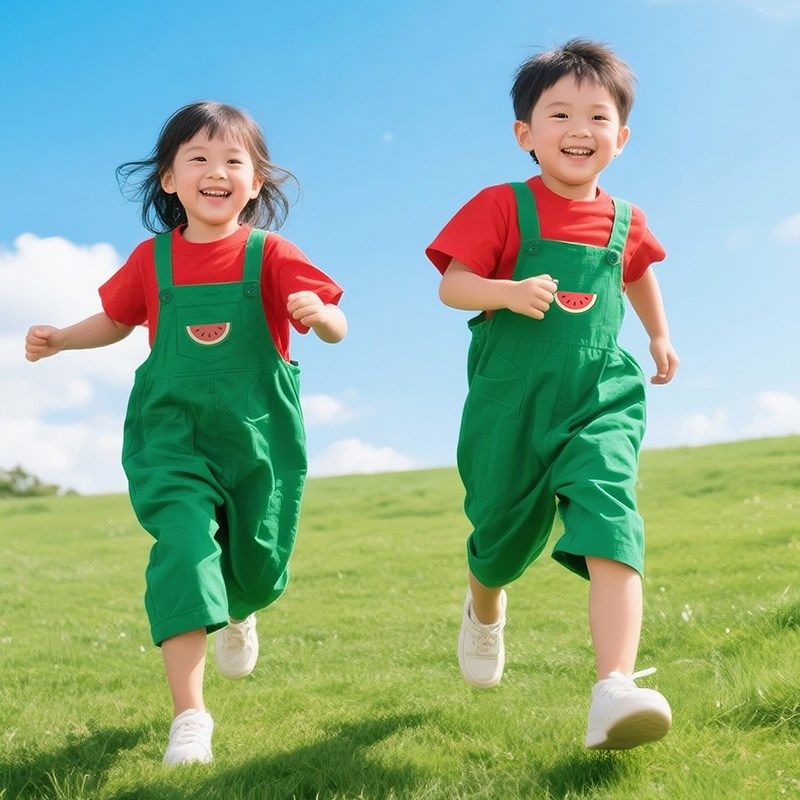 幼儿园小班西瓜舞演出服可爱背带裤顶呱呱团体机械啦啦操表演班服,童装/婴儿装/亲子装,儿童演出服,淘宝优惠券,粉丝福利购,淘宝优惠卷