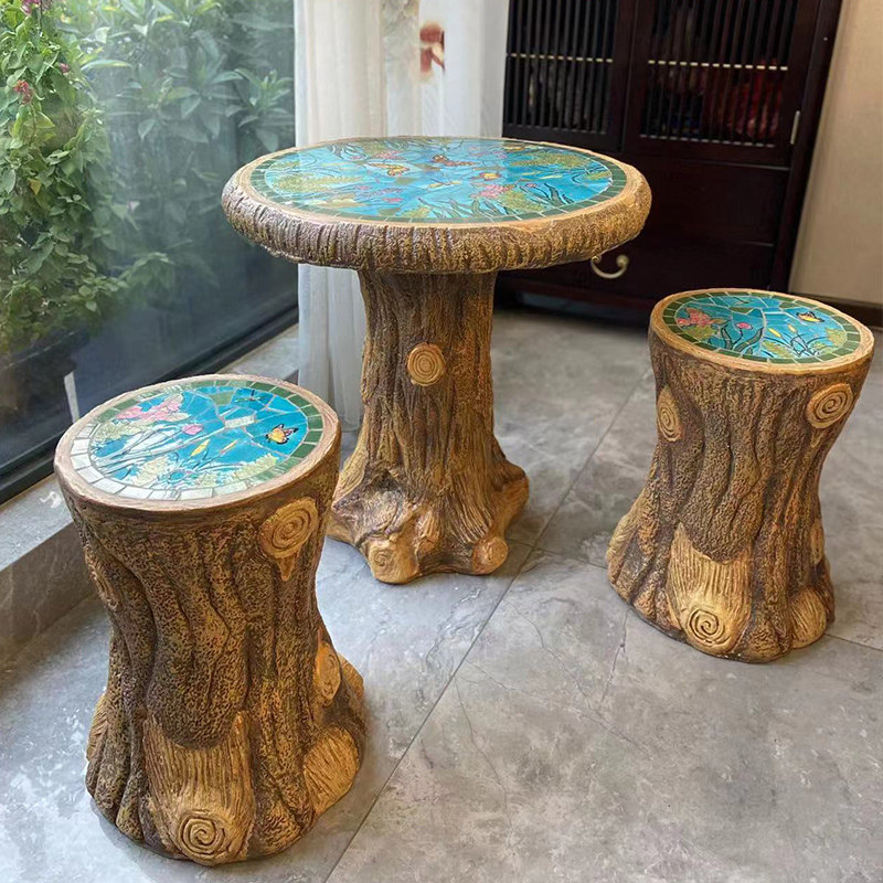 室内阳台休闲桌凳桌椅 庭院露台休闲餐桌 纯手工工艺质朴风格百搭