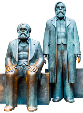 玻璃钢马克思恩格斯雕像户外景观园林城市大型铸铜不锈钢雕像摆件