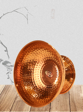 尼泊尔手工彩绘果盘红铜水果盘18cm佛前供果盘贡盘小号大号供水碗