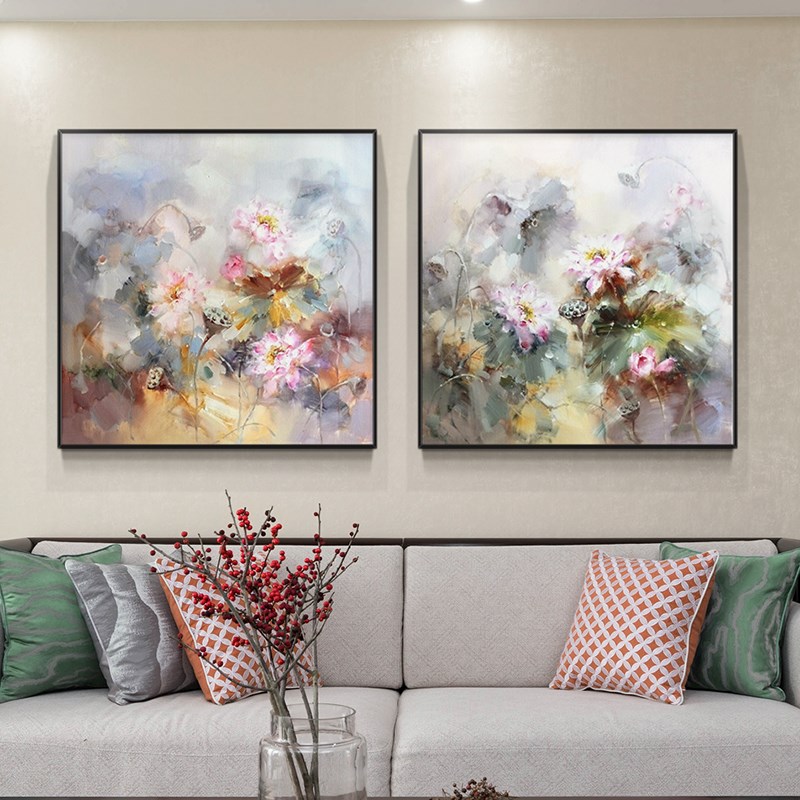 手绘油画 画花卉装饰画 画客厅饭厅卧室床头沙发背景墙轻奢挂画图片