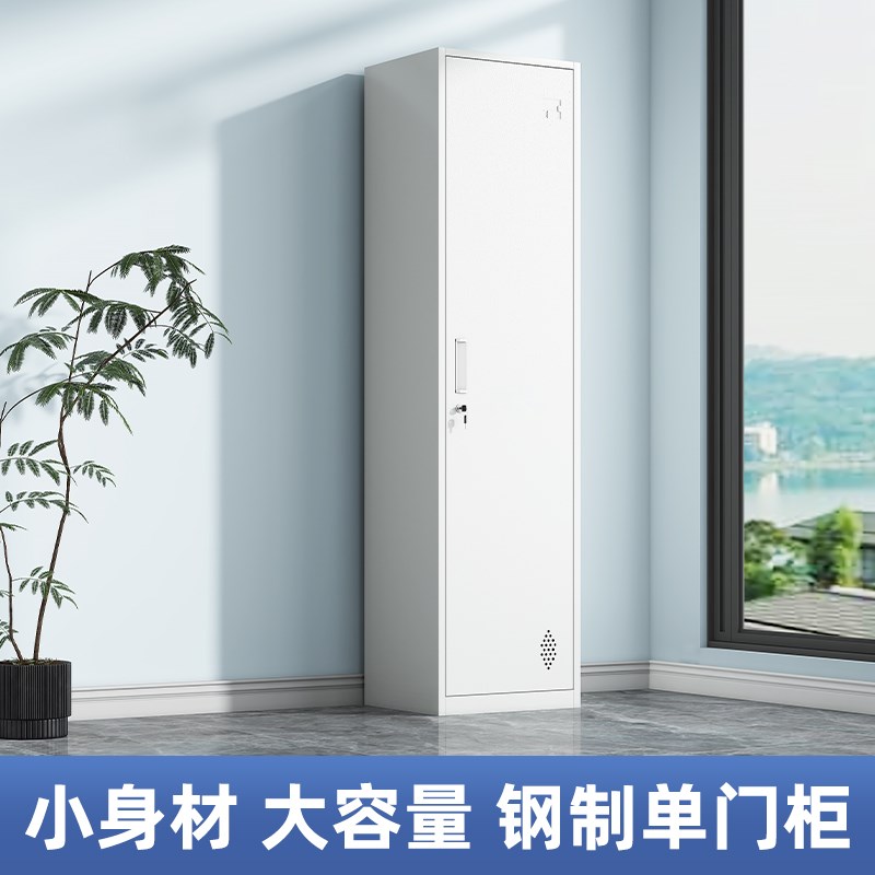 单门更衣柜储物柜铁皮柜员工柜健身房浴室钢制带锁办公室简约衣柜