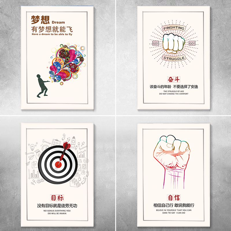 竖版励志电表箱贴纸自粘 客厅书房单位励志墙贴 配电箱装饰画努力