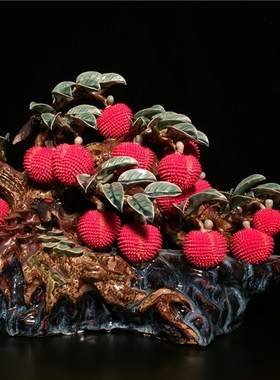 石湾公仔陶瓷满堂红摆件玄关客厅电视柜荔枝装饰品乔迁新居送礼品