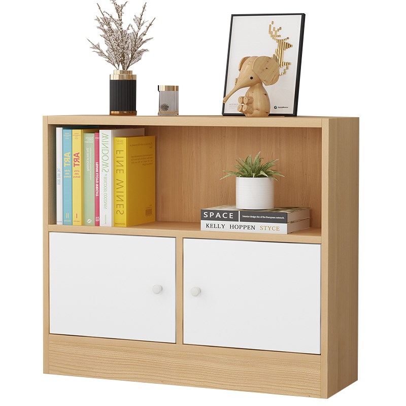 简易书柜置物架落地多层客厅靠墙展示柜学生矮书柜带门家用收纳柜