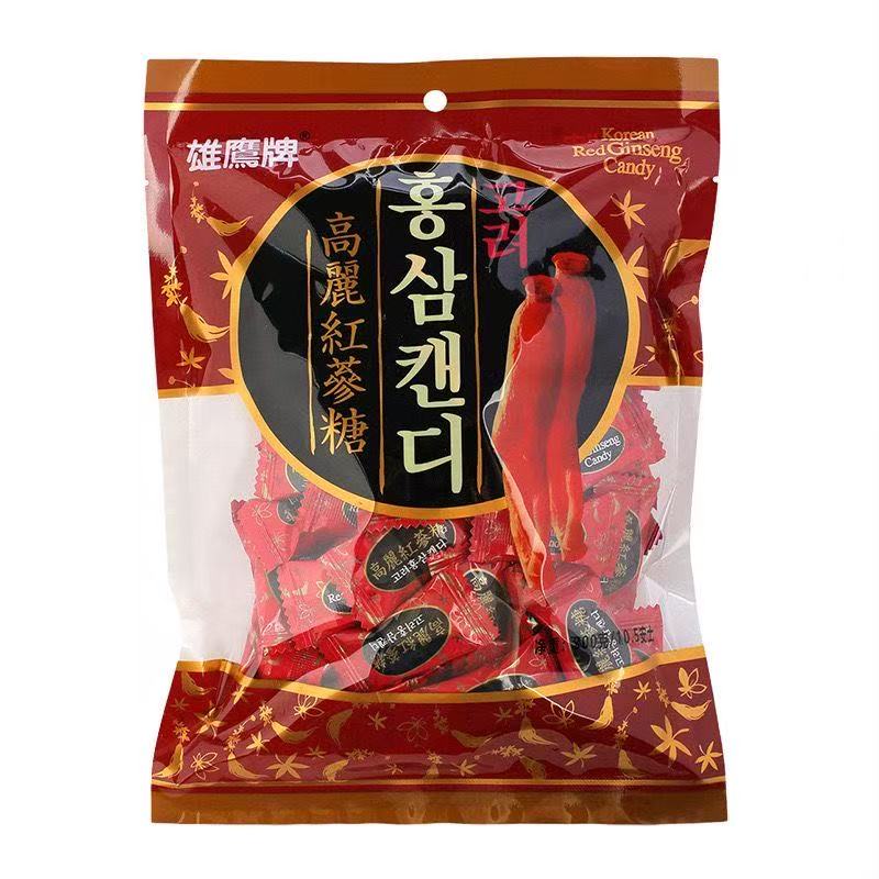 韩国进口零食青右高丽红参味硬糖300g-袋青佑人参味糖喜糖包邮