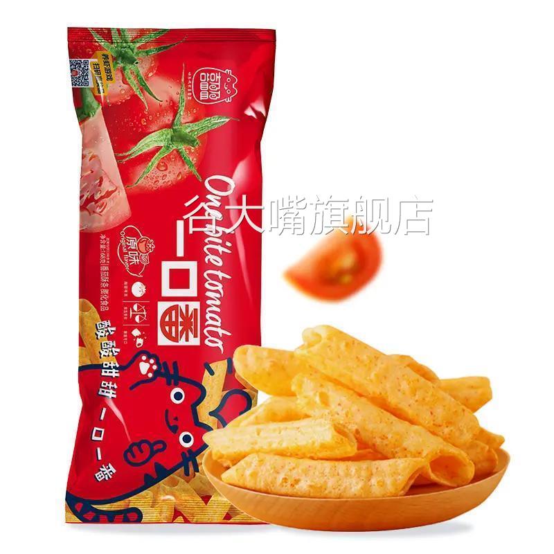 喜盈盈一口番虾条一口虾番茄味烧烤味原味虾片条零食薯条旗舰店