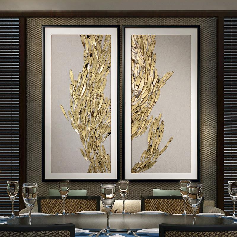 现代轻奢立体装饰画装置艺术画酒店别墅软装墙饰精品玄关组合挂画图片