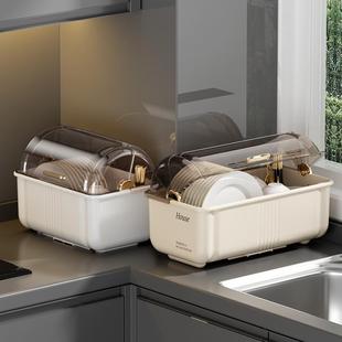 餐具碗碟收纳架家用碗盘箱 德国进口厨房碗筷收纳盒沥水碗柜带盖装