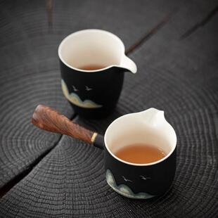 粗陶元山市集杯单面柄男杯家用陶瓷手拿茶海功夫茶具配件茶隔板