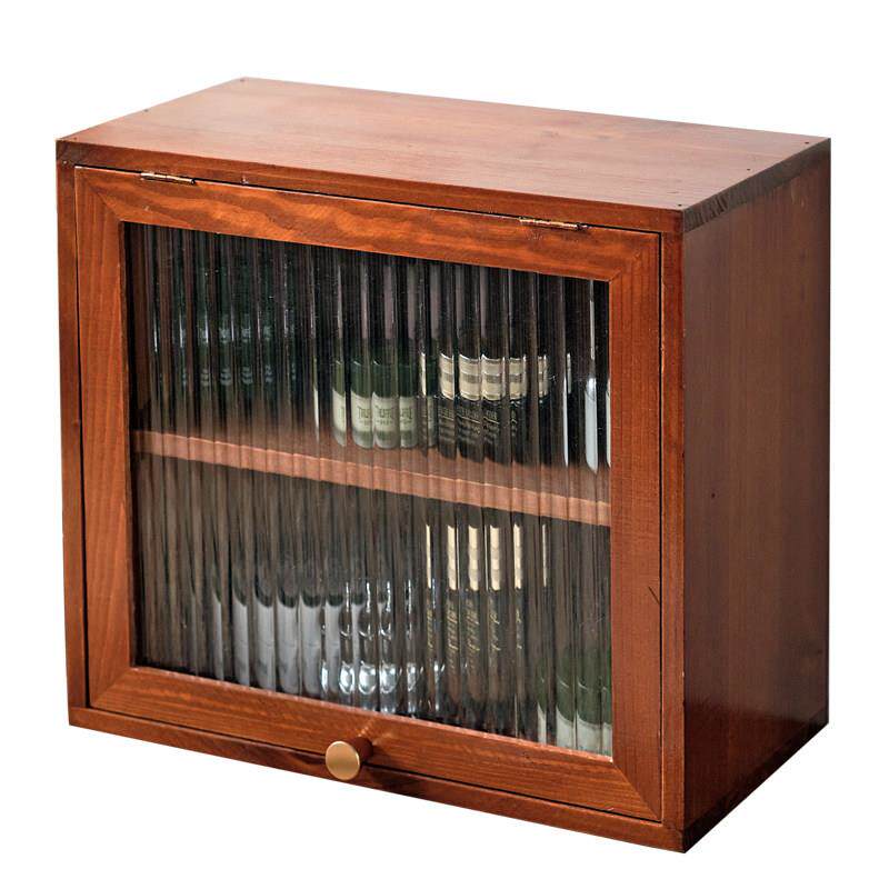 实木桌上咖啡水杯茶具收纳柜桌面杯子收纳置物架台面餐桌防尘杯架