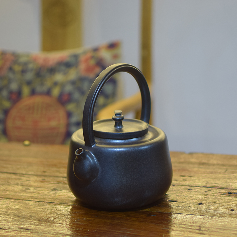 陶龙道 手工一体提梁陶壶 煮茶器电陶炉炭炉粗陶茶室烧水壶养生瓷
