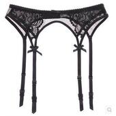 海外欧美精品小码 黑色诱惑网纱花卉蕾丝吊带袜子金属扣丝袜吊袜带