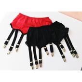 法式 免脱复古腰封式 中高腰宫廷束腰六爪鸭嘴夹扣缎面薄厚袜吊袜带