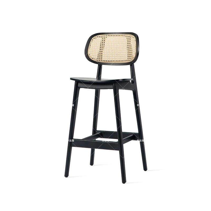 北欧藤编黑色吧台凳设计师极靠背高脚椅酒吧中古式家用岛台椅轻奢,商业/办公家具,酒吧椅,淘宝优惠券,粉丝福利购,淘宝优惠卷