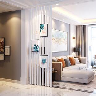 现代简约实木屏风隔断客厅入户木条栅格办公室木质立柱装饰条免打