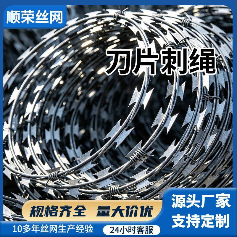 04不锈钢刀片刺绳果园农场机场监狱刺丝滚笼小区厂区防爬刺网