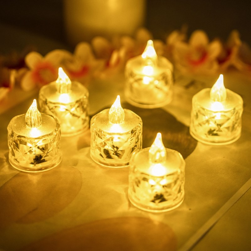 圣诞节生日布置浪漫白蜡烛家用无烟无味迷你led电子剧本杀小摆件