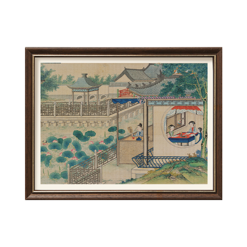 红楼梦挂画新中式复古壁画入户玄关卧室墙画美式装饰画法式怀旧图片