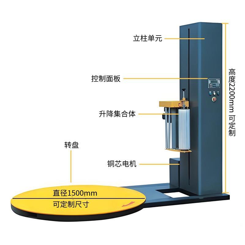 栈板缠膜机厂家全自动缠膜包装机可配斜坡可自动切断缠绕膜打包机