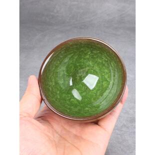 建阳建盏茶杯主人杯冰裂釉盏帝王翡翠绿杯子品茗杯家用茶具大个