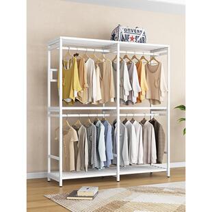 落地式衣架卧室家居锻铁衣柜敞开式布衣柜带防尘窗帘简约衣柜大胆