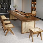 侘寂风茶桌椅组合简约轻奢家用实木茶台桌大板现代办公室泡茶桌子