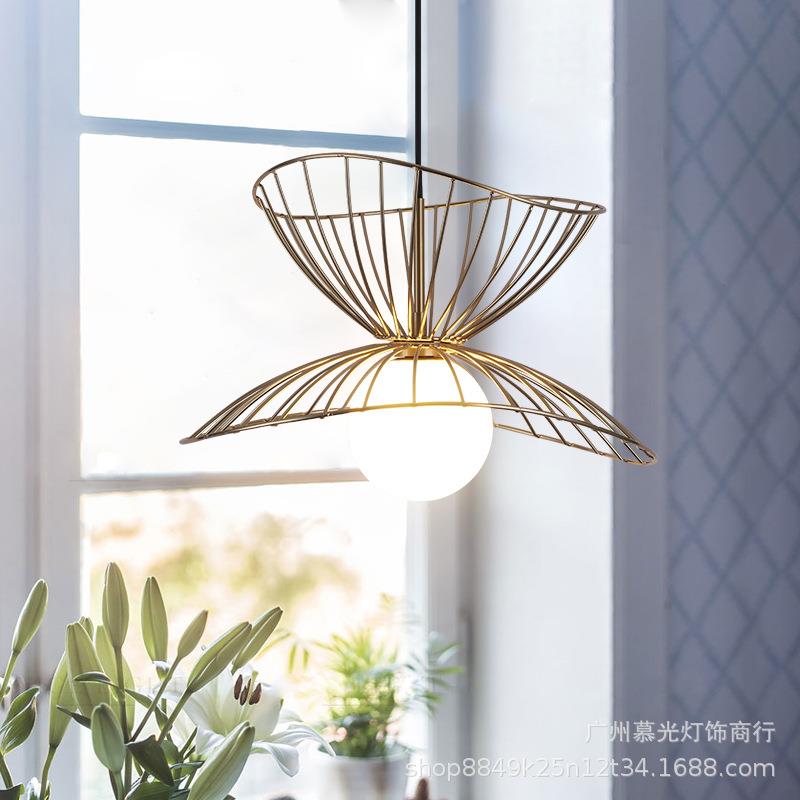 设计师现代简约法式草帽灯客厅帽子吊灯北欧网红餐厅卧室草帽吊灯